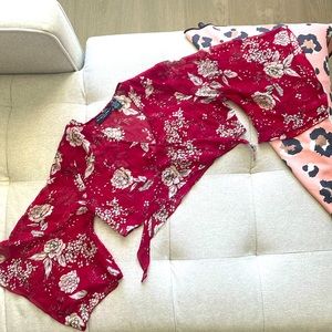 Red cute crop blouse